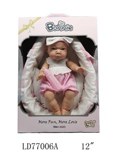 12寸全搪胶男娃娃+枕头+布提篮 - OBL909464