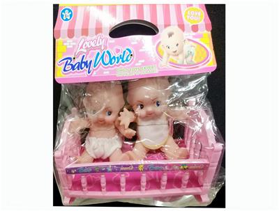 6.5寸 二只公仔睡床餐具组合 - OBL910616