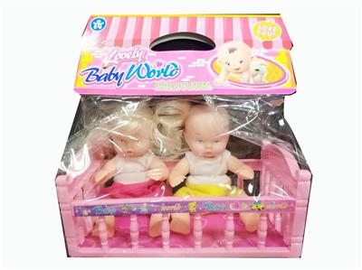 6寸 二只公仔睡床餐具组合 - OBL910624