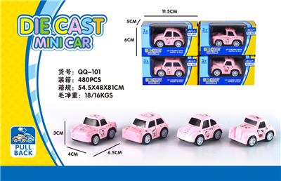 单只装卡通回力合金车KT猫      (4款混装) - OBL912655