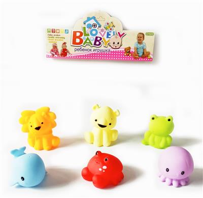 搪胶动物套浴
室玩具（海洋
动物可喷水） - OBL913579