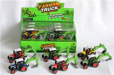 合金回力农夫车带钩机(5款4色)8cm - OBL914059