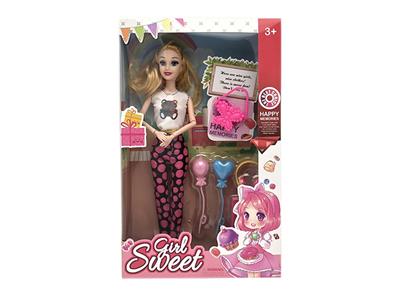 11.5 inch solid 9 joint fashion skirt Barbie with balloon blister bag - OBL915466