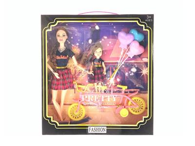 11.5 inch solid 12 joint fashion skirt Barbie with 7 inch solid little Kelly and double biker suit - OBL915475