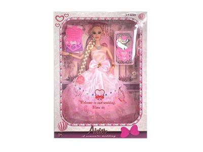 11.5 inch real 9 joint wedding dress Barbie with love comb mirror - OBL915480