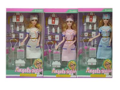 11.5 inch solid 9 joint nurse Barbie with nurse suit medical blister 3 mixed - OBL915484