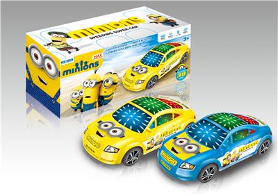 电动万向小黄人音乐3d灯光车 - OBL916387