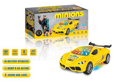 万向3D灯光音乐车底流水射灯小黄人电动车 - OBL916399