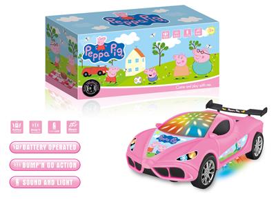 万向3D灯光音乐车底流水射灯小猪电动车 - OBL916402