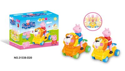 电动万向升级音乐灯光狮子车坐小猪 - OBL916420