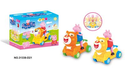 电动万向升级音乐灯光小熊车坐小猪 - OBL916421