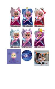 第6代10寸搪胶哭泣娃娃带夜光功能带毛绒加暖带餐椅四声音乐带流眼泪功能，带吸水奶瓶，带奶嘴  4个功能 6款夜光哭泣娃娃混装 - OBL919175