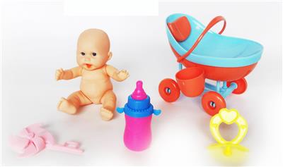 搪胶娃娃配新款可调节推车套装 - OBL919998