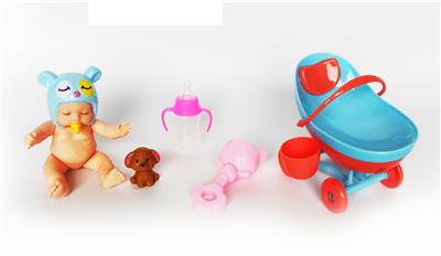 搪胶睡娃配新款可调节推车套装 - OBL920000