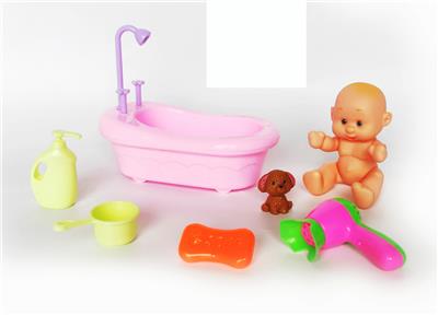 卡通搪胶娃娃配新款浴盆套装 - OBL920003