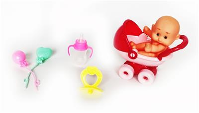 卡通搪胶娃娃配新款婴儿推车套装 - OBL920017