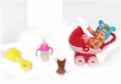 搪胶睡娃配新款婴儿推车套装 - OBL920018