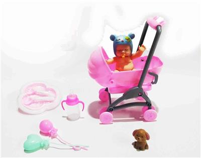搪胶睡娃配两用婴儿推车套装（生产为立式包装） - OBL920021