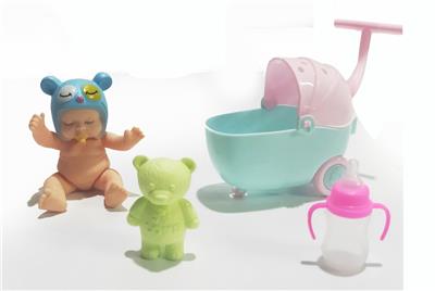 搪胶睡娃配婴儿推车套装 - OBL920024