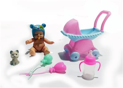 搪胶睡娃配婴儿推车套装 - OBL920026