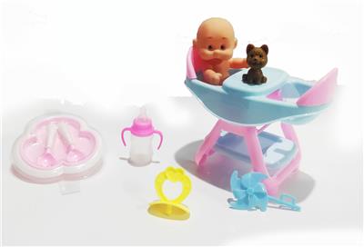 卡通搪胶娃娃配双人餐椅套装 - OBL920027