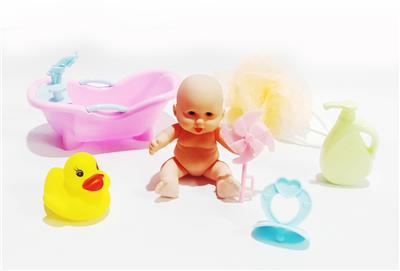 搪胶娃娃配浴缸洗澡套装 - OBL920029