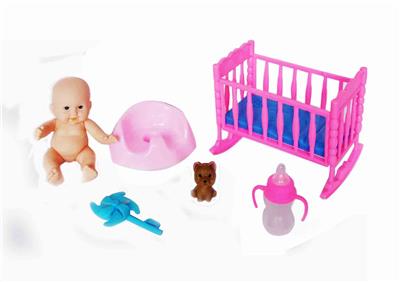 搪胶娃娃配婴儿摇床套装 - OBL920033