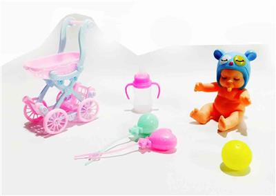 搪胶睡娃配婴儿推车套装 - OBL920042