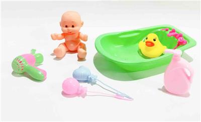 卡通搪胶娃娃配浴盆套装 - OBL920045