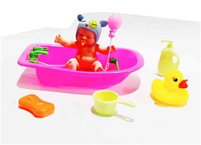 卡通搪胶娃娃配浴盆套装 - OBL920046