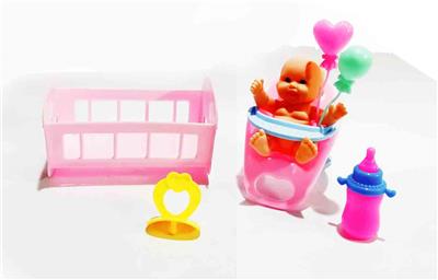 搪胶娃娃配婴儿摇床套装 - OBL920048