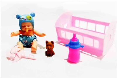 搪胶睡娃配婴儿摇床套装 - OBL920049