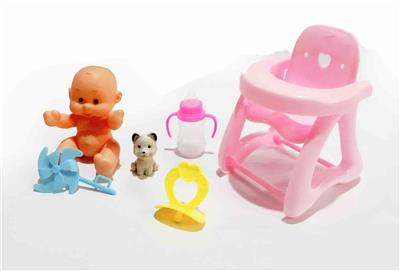 卡通搪胶娃娃配配婴儿餐椅套装 - OBL920051