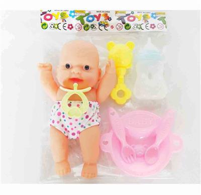 8寸搪胶娃娃配餐具过家家套装 - OBL920066