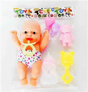 8寸搪胶娃娃配餐具过家家套装 - OBL920067