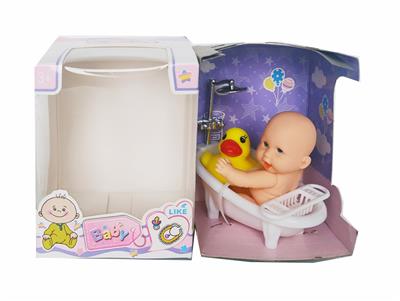 搪胶娃娃配浴盆洗澡过家家套装 - OBL920074