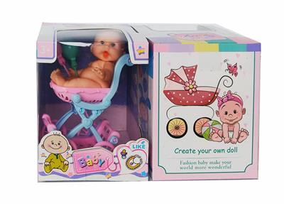 搪胶娃娃配推车过家家套装 - OBL920078