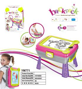 Four in one multifunctional schoolbag drawing board (girl) (red) - OBL920400