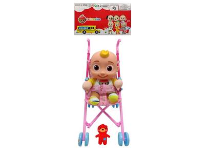 14寸搪胶头棉身cocomelon超级宝贝西瓜校巴JJ带充棉小熊带大号推车带主题音乐 - OBL921525