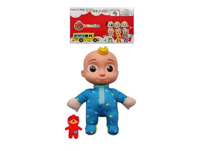 10寸搪胶头棉身cocomelon超级宝贝西瓜校巴JJ带充棉小熊带主题音乐 - OBL921528