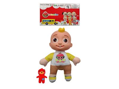 10寸搪胶头棉身cocomelon超级宝贝西瓜校巴JJ带充棉小熊带主题音乐 - OBL921530