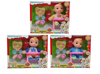 10寸搪胶头棉身cocomelon超级宝贝西瓜校巴JJ带充棉小熊带主题音乐 - OBL921534