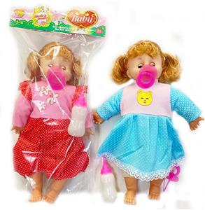 18寸棉身搪胶女孩公仔
娃娃带12声IC,配奶瓶，奶嘴 - OBL925427