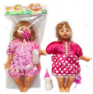 18寸棉身搪胶女孩公仔
娃娃带12声IC,配奶瓶，奶嘴 - OBL925428