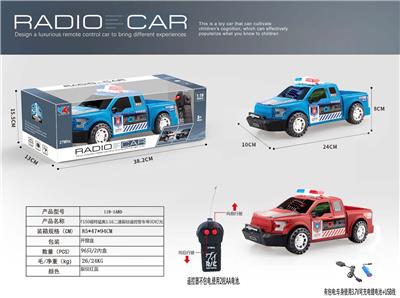 F150福特猛禽1:16二通裂纹遥控警车带3D灯光包3.7V锂电+USB充电线 - OBL928050