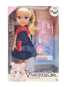 14寸空身带音乐时尚女孩 带学具水彩笔吸塑 - OBL928413