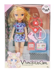 14寸空身带音乐时尚女孩 带大听诊器吸塑 - OBL928418