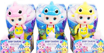 5.5寸实身灯光音乐鲨鱼宝宝+小奶瓶（3色混装） - OBL928802