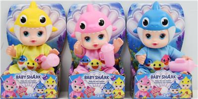 6寸空身鲨鱼宝宝带灯光音乐+小奶瓶（3色混装） - OBL928803