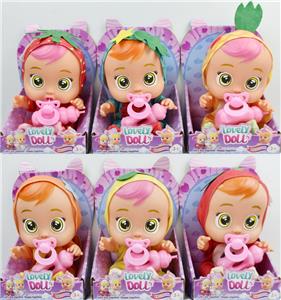 14寸搪胶哭泣水果系列娃娃带四声IC+大奶瓶奶嘴（6款混装） - OBL928805